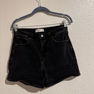 Abercrombie & Fitch Black Jean Shorts High-Waisted Distressed